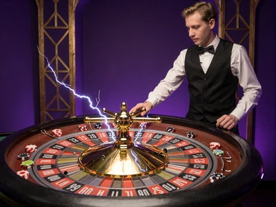 Lightning Roulette Live Evolution Croupier mit Blitzeffekten am Roulette-Tisch