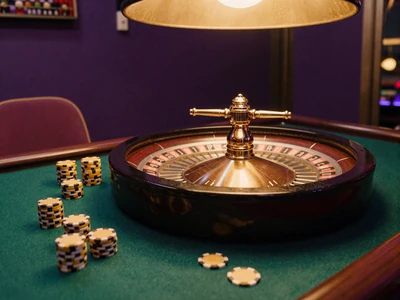 European Roulette NetEnt klassischer Roulette-Tisch mit gr&uuml;nem Filz und Goldchips