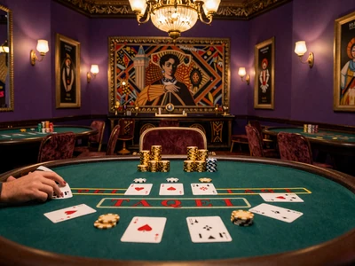 Baccarat Pro Evolution Spieltisch mit Player und Banker Karten und Goldchips