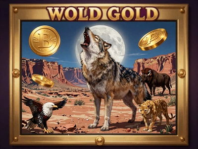 Wolf Gold Slot Pragmatic Play mit Wolf vor Vollmond in W&uuml;ste